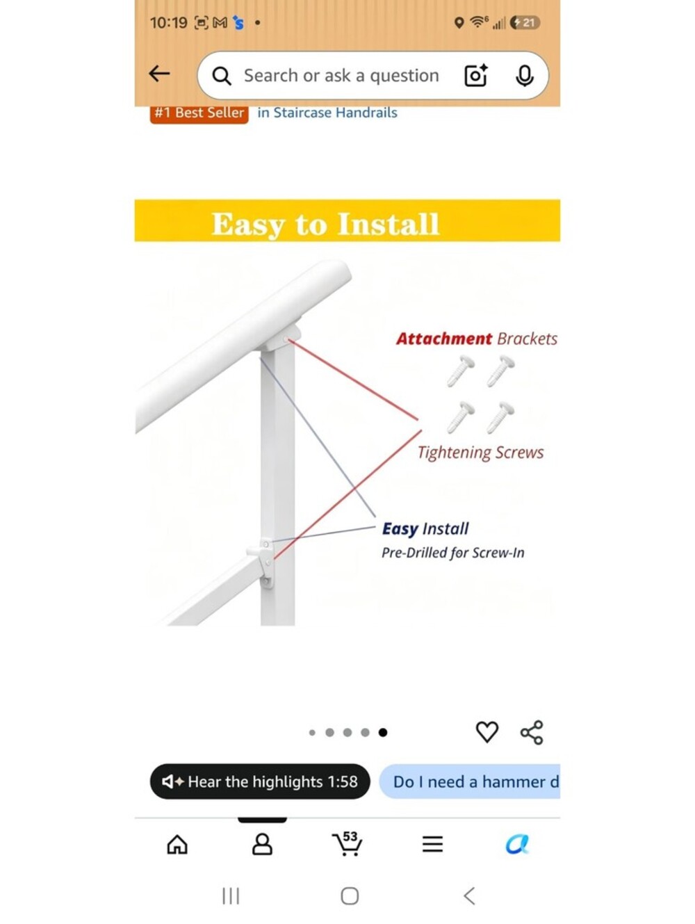 Hand Rails for Outdoor Steps,2 Step White Stair Railing Kit - Picture 3 of 8